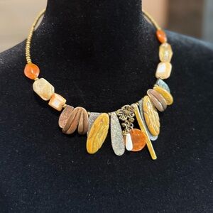 Chico's Orange and Gold Bohemian Necklace